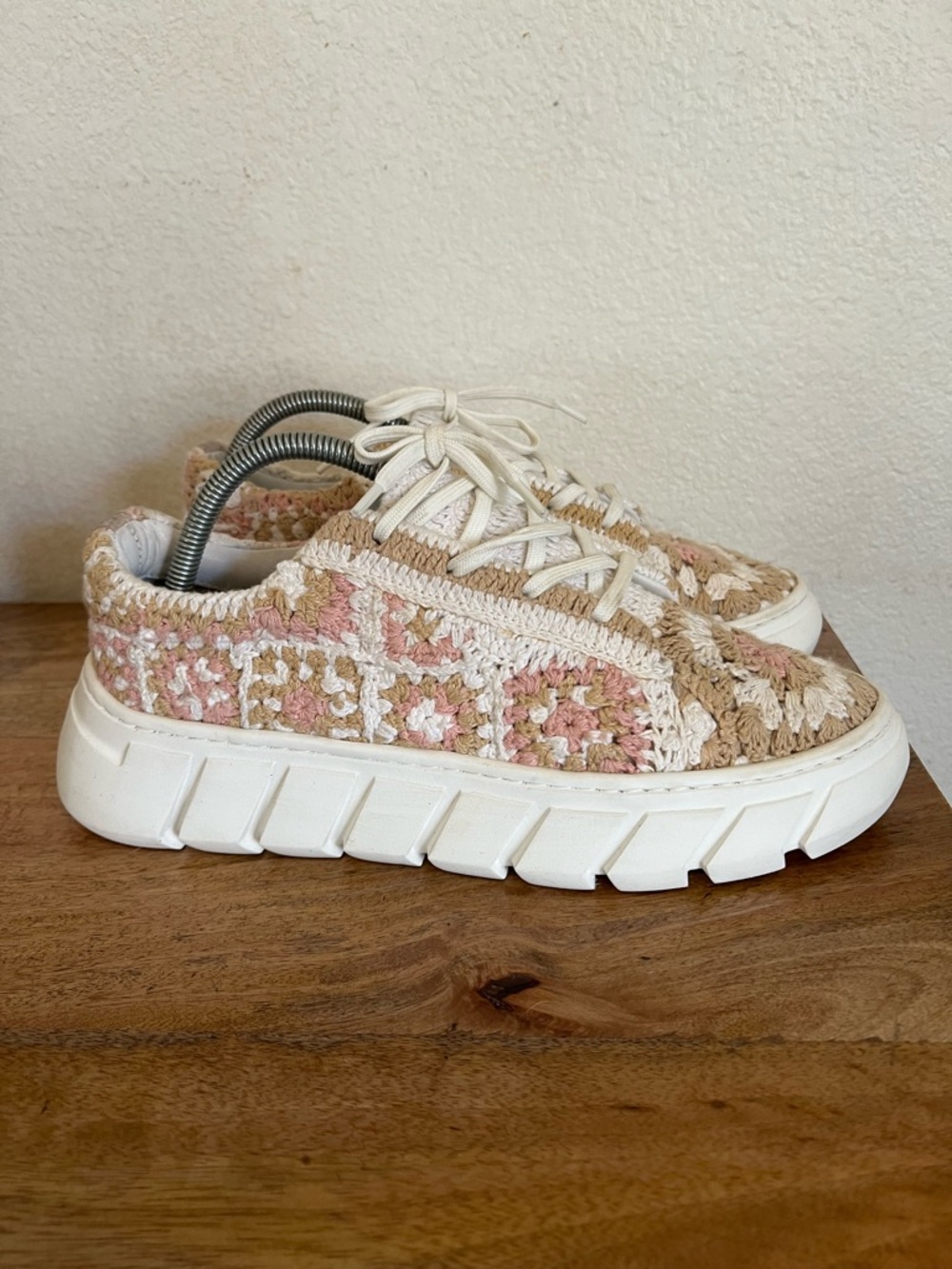 Free People Catch Me If you can crochet sneakers Pink Combo Size 41 - Picture 3 of 11